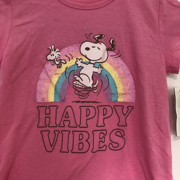 Macys Girls Shirt Size 5 Pink Happy Vibes Snoopy Rainbow Crew Neck‎ NWT - Picture 3 of 5